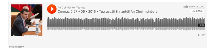 Cormac 5 27 - 06 - 2016 - Tuarascáil Bhliantúil An Choimisinéara